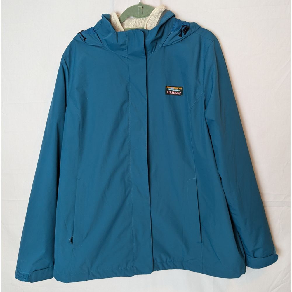 L.L.Bean Women's 3 in 1 Sweater Fleece Jacket Size XL Hooded True Teal